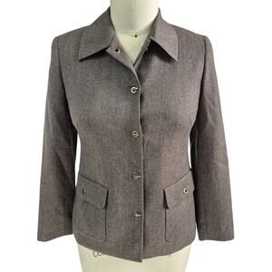 NWOT Talbots Italian Wool Blazer/Jacket Taupe Brass Toggle Buttons  Lined  2